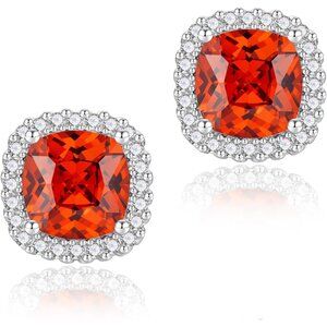 Women's Square Birthstone Cubic Zirconia Mall Dainty Orange Elegant Earring